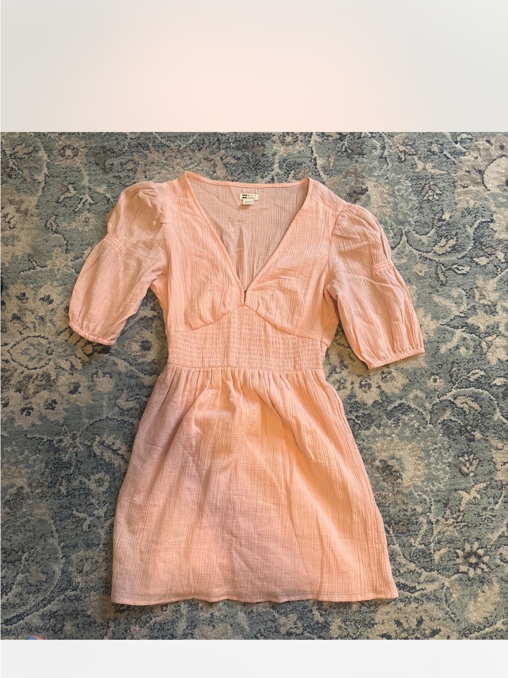 Billabong Pink Puff Sleeve V-Neck Dress